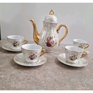 VTG Pearl Luster Ware Tea Set 7” Tall Saucers 4” Deep NOT A TOY TEA SET